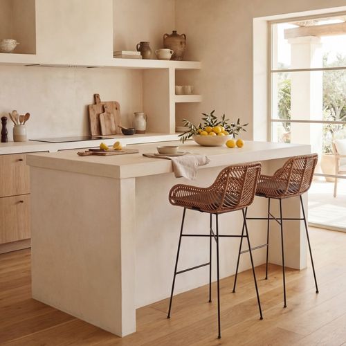 Lot De 2 Tabourets De Bar En Rotin H76cm