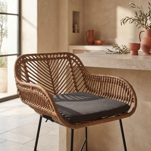 Lot De 2 Tabourets De Bar En Rotin H76cm