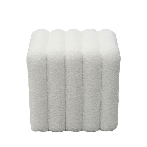 Leto - Pouf Rembourré En Tissu Bouclette - Blanc