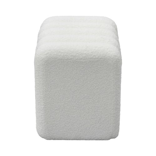 Leto - Pouf Rembourré En Tissu Bouclette - Blanc