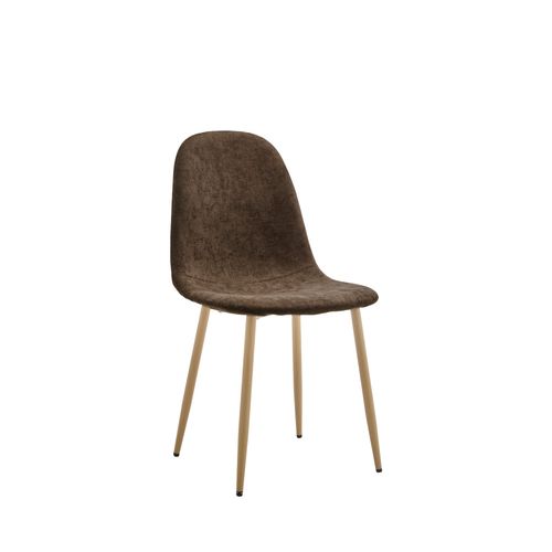 Bella - Lot De 2 Chaises En Tissu Piètement Effet Bois - Marron
