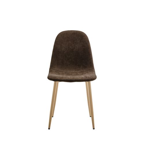 Bella - Lot De 2 Chaises En Tissu Piètement Effet Bois - Marron