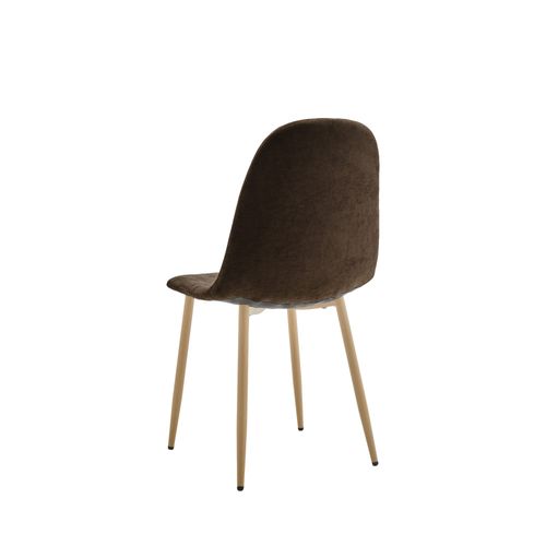 Bella - Lot De 2 Chaises En Tissu Piètement Effet Bois - Marron