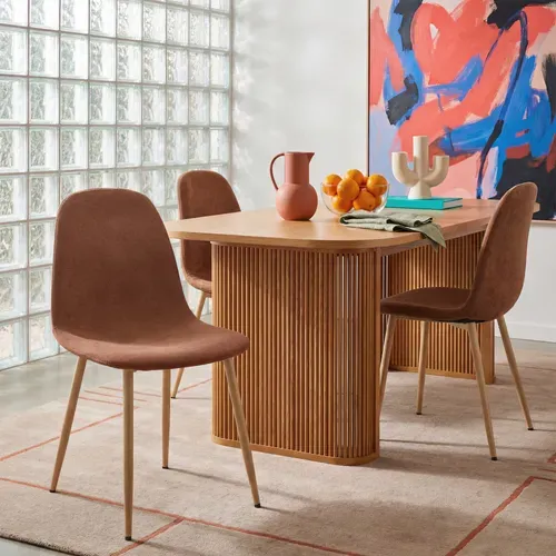 Bella - Lot De 2 Chaises En Tissu Piètement Effet Bois - Rouille