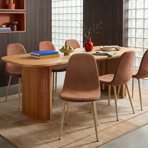 Bella - Lot De 2 Chaises En Tissu Piètement Effet Bois - Rouille