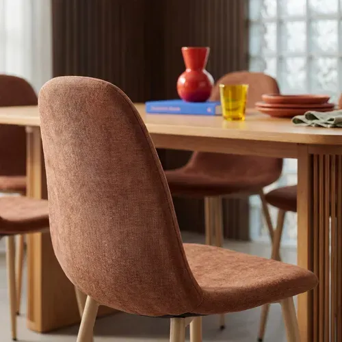 Bella - Lot De 2 Chaises En Tissu Piètement Effet Bois - Rouille