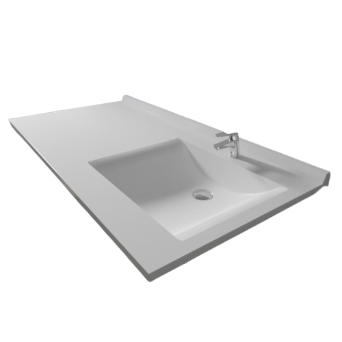 Plan Vasque Resiplan - 124 Cm Avec Vasque Déportée à Droite