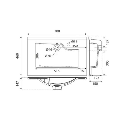 Plan Simple Vasque Design Resiloge - 70 Cm