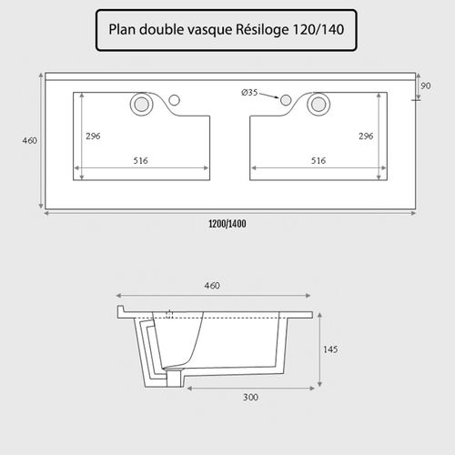 Plan Double Vasque Design 140 Cm Resiloge