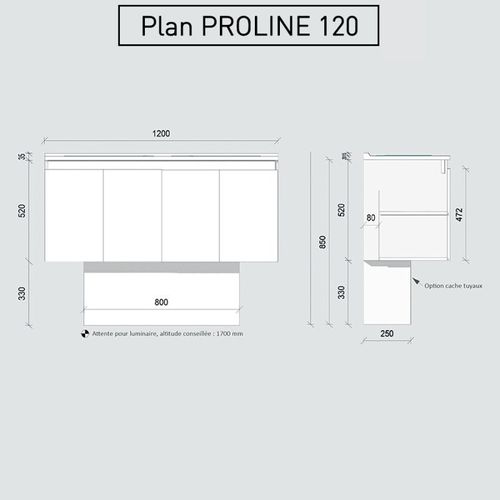Meuble Double Vasque 120 Cm Proline- Bois- Résine