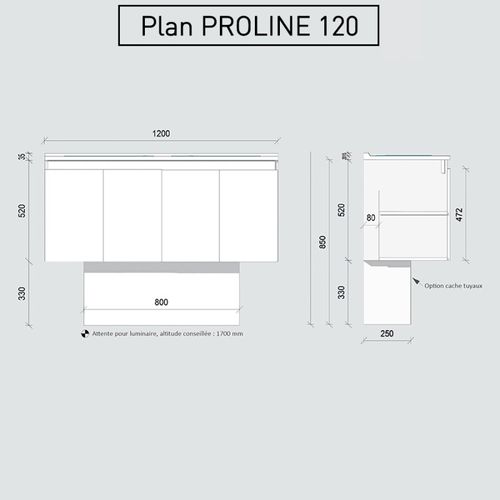 Meuble Double Vasque 120 Cm Proline- Bois- Résine