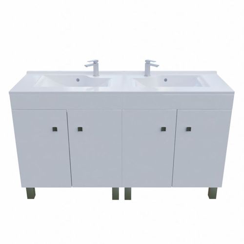 Meuble Double Vasque Résine Sur Pieds Ecoline 140 Cm - Blanc
