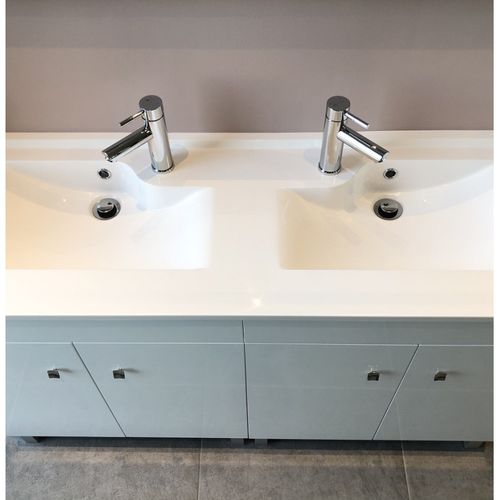 Meuble Double Vasque Résine Sur Pieds Ecoline 140 Cm - Blanc