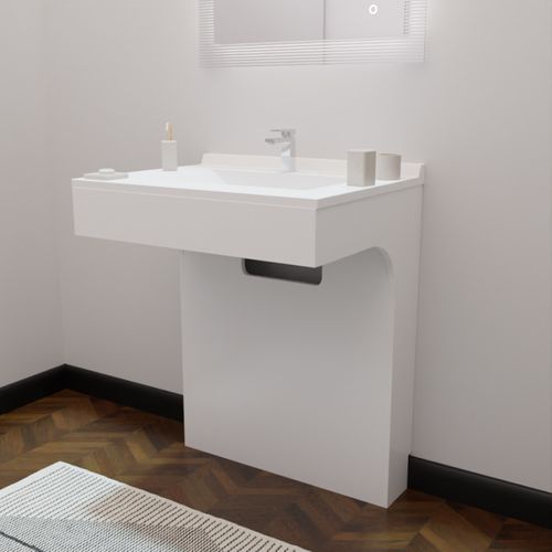 Meuble Simple Vasque Pmr Epure 70 Cm - Blanc Brillant