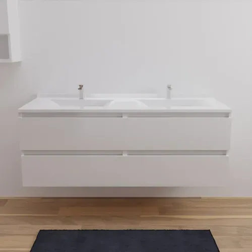Meuble Double Vasque Arlequin 140 Cm-blanc-blanc