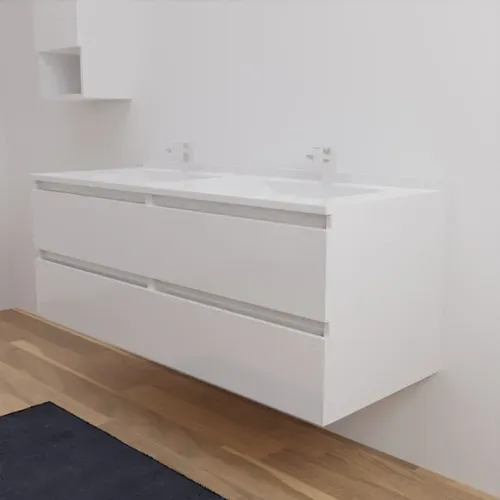 Meuble Double Vasque Arlequin 140 Cm-blanc-blanc