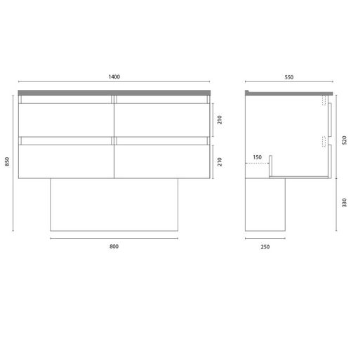 Meuble Double Vasque Arlequin 140 Cm-blanc-blanc