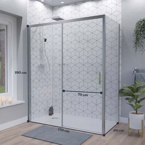 Porte De Douche D'angle Avec Paroi Coulissante Nerina Access - 170x90 Cm