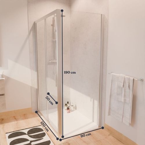 Paroi De Douche D'angle Avec Porte Coulissante + Retour Fixe Nerina - 120x80 Cm