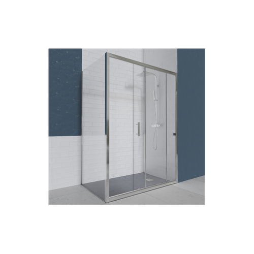 Paroi De Douche D'angle Avec Porte Coulissante + Retour Fixe Nerina - 120x90 Cm