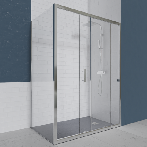 Paroi De Douche D'angle Avec Porte Coulissante + Retour Fixe Nerina - 160x80 Cm