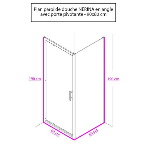 Porte De Douche D'angle Avec Porte Pivotante Nerina - 90x80 Cm
