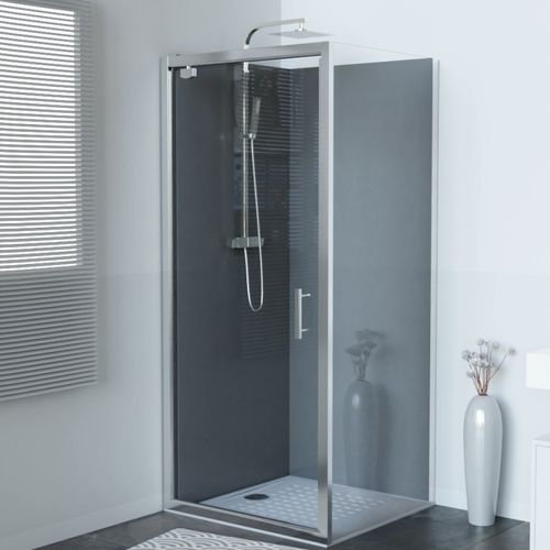 Porte De Douche D'angle Avec Porte Pivotante Nerina - 90x80 Cm