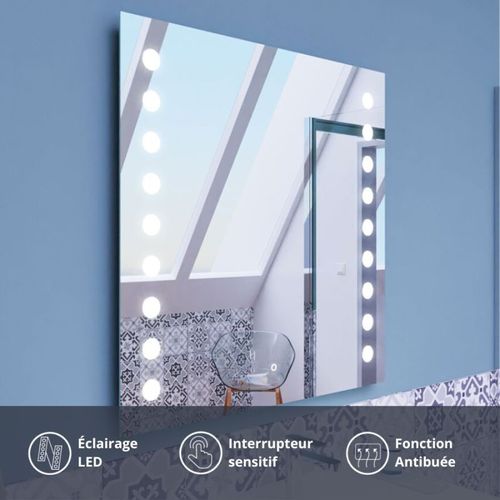 Miroir Lumineux Antibuée Starled 80x80 Cm