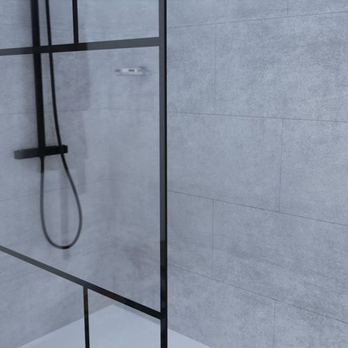 Paroi De Douche Industrielle Noire Atelia 100 Cm