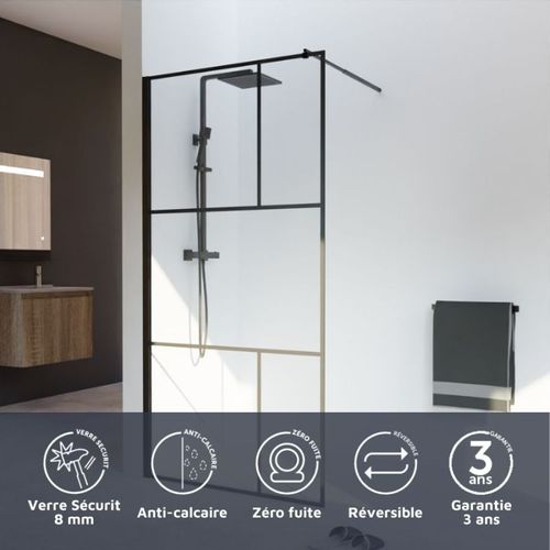 Paroi De Douche Industrielle Noire Atelia 100 Cm
