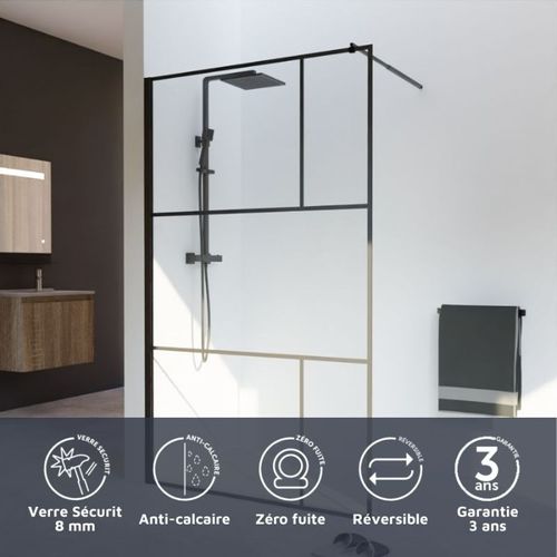 Paroi De Douche Industrielle Noire Atelia 120 Cm