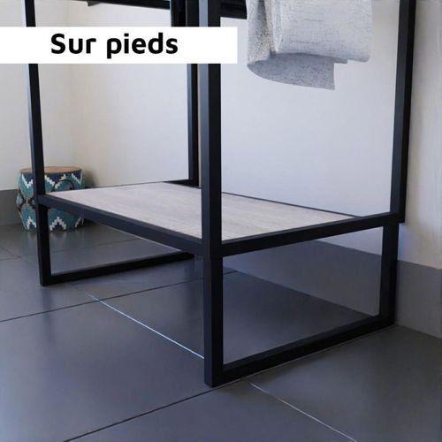 Meuble Structura 140 Cm Avec Deux Vasques à Poser Et Miroir LED Etal - Blanc