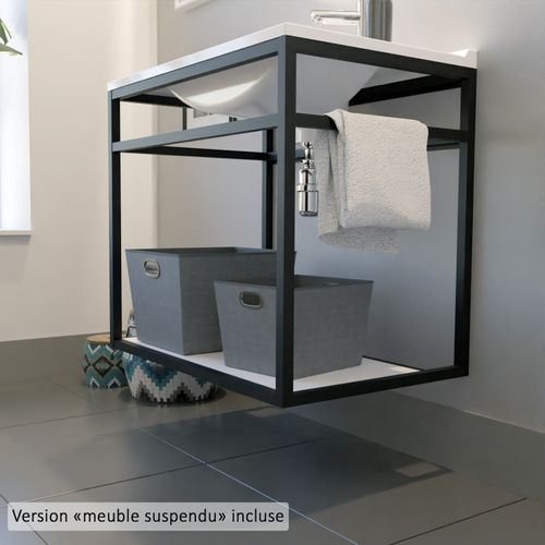 Meuble Structura 140 Cm Avec Deux Vasques à Poser Et Miroir LED Etal - Blanc