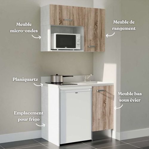 Kitchenette K00 - Bois - Plan Monobloc Snova évier à Droite
