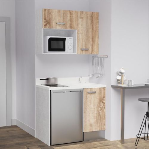Kitchenette K00 - Bois - Plan Monobloc Snova évier à Droite
