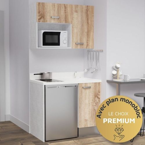 Kitchenette K00 - Bois - Plan Monobloc Snova évier à Droite