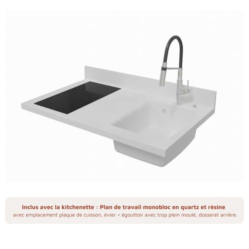 Kitchenette K00 - Bois - Plan Monobloc Snova évier à Droite