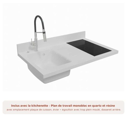 Kitchenette K00 - Gris - Plan Monobloc Snova évier à Gauche