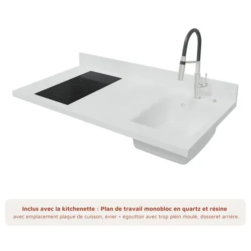 Kitchenette K01 - Gris - Plan Monobloc Snova évier À Droite