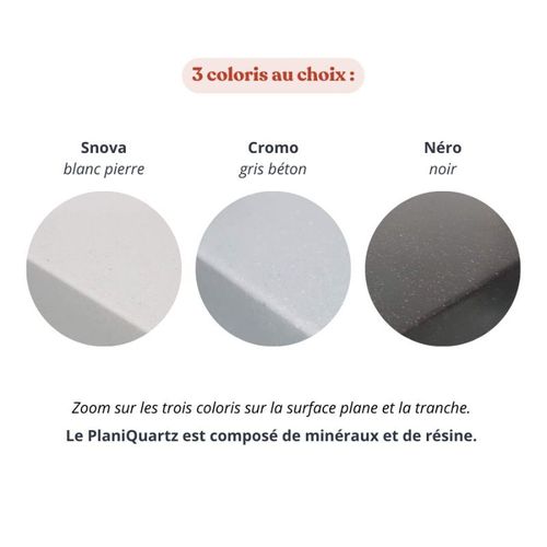 Kitchenette K07 - Blanc - Plan Monobloc Nero évier À Droite