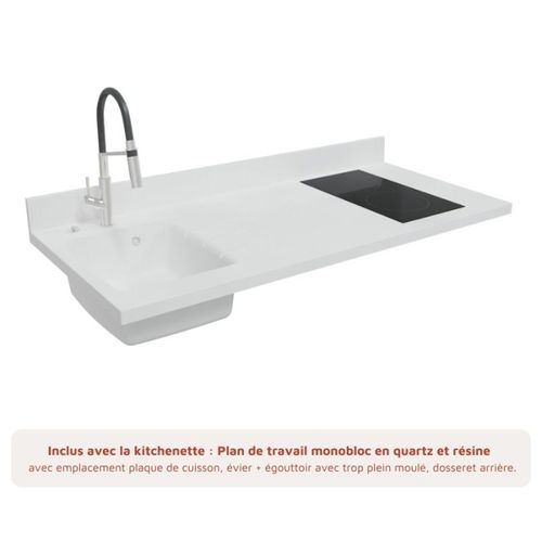 Kitchenette K13 - Bois - Plan Monobloc Snova évier à Gauche