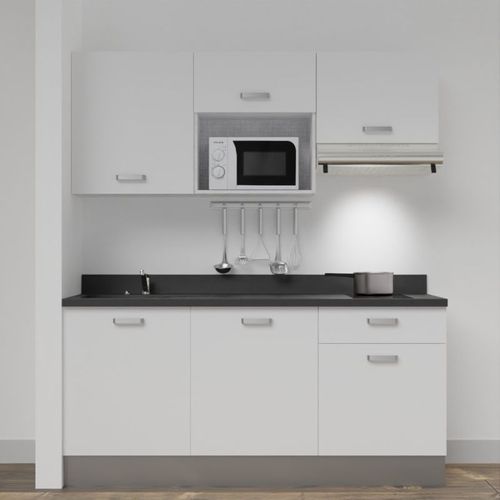 Kitchenette K30 - Blanc - Plan Monobloc Nero évier À Gauche