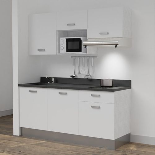 Kitchenette K30 - Blanc - Plan Monobloc Nero évier À Gauche