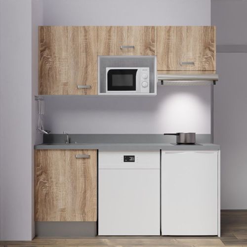 Kitchenette K55 - Bois - Plan Monobloc Cromo évier à Gauche
