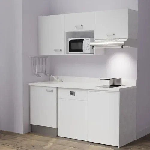 Kitchenette K55 - Blanc - Plan Monobloc Snova évier À Gauche