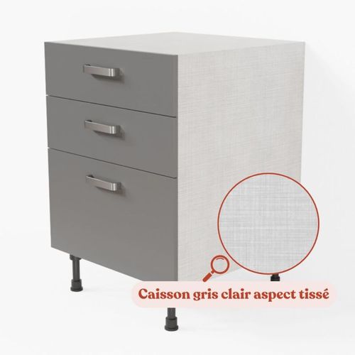 Meuble De Cuisine Bas Casserolier - 60 Cm - Gris