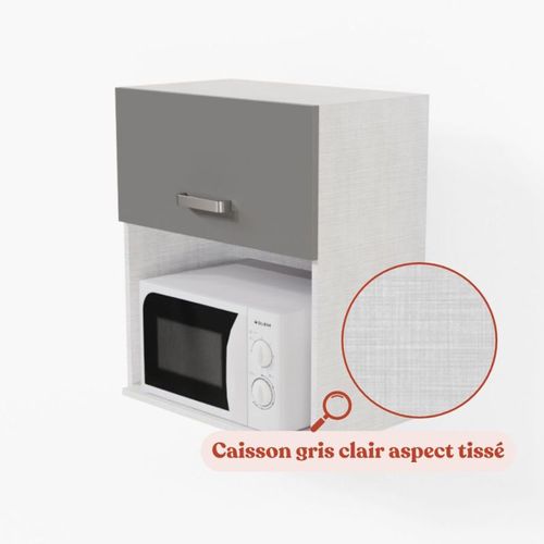 Meuble Micro-ondes - 60 Cm - Gris