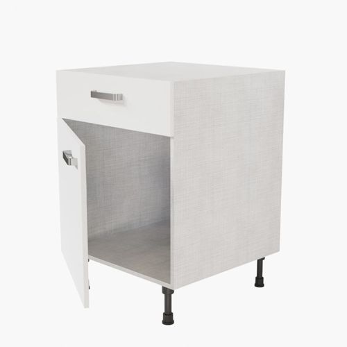 Meuble De Cuisine Bas - 1 Porte + 1 Tiroir - 60 Cm - Blanc