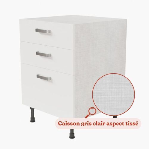 Meuble De Cuisine Bas Casserolier - 60 Cm - Blanc