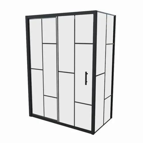Paroi De Douche D'angle Effet Verrière Atelia Avec Porte Coulissante 160 Cm X 80 Cm